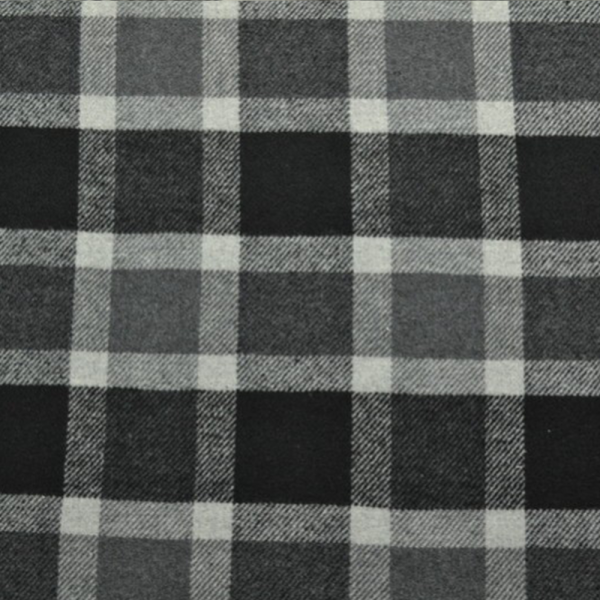 Mantelstoff / Mantelflausch - Karo - Schwarz/Grau